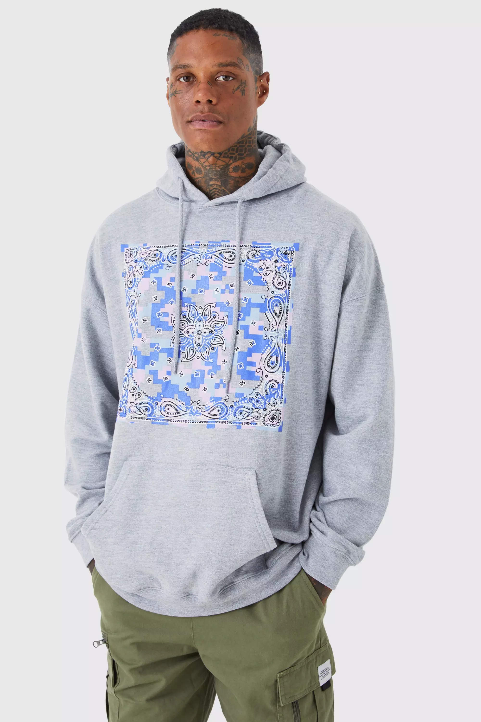 Grey bandana hoodie sale